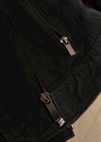 Kadın Haki Süet Transparan Deri Ceket - Görsel 5