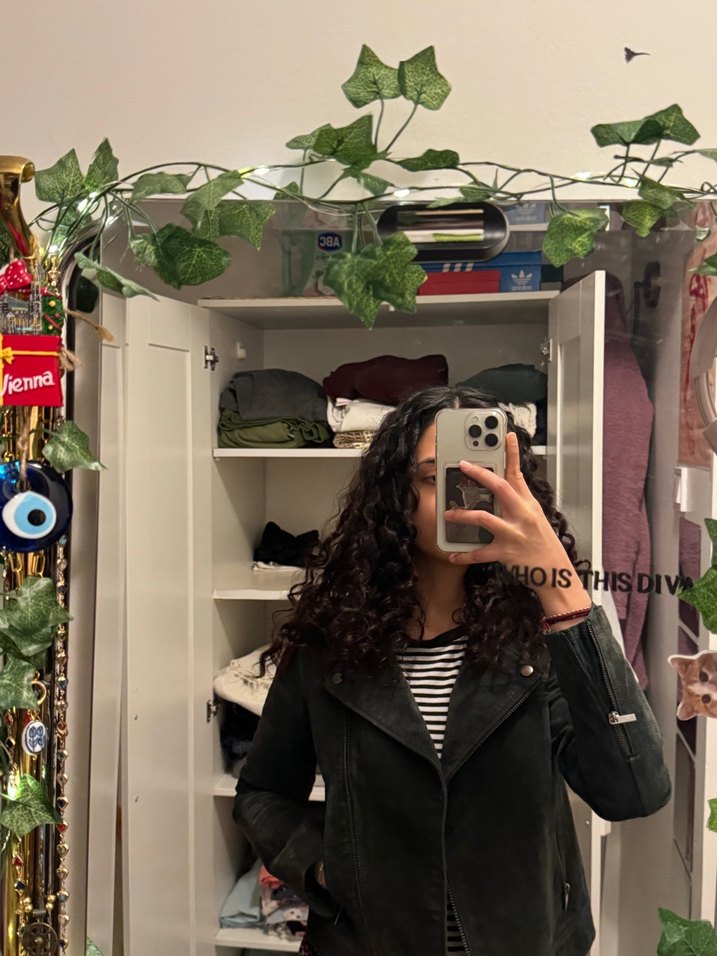 Kadın Haki Süet Transparan Deri Ceket - Görsel 3