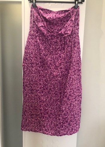 Mor Bağcıklı Midi Hamile Etek - Görsel 3