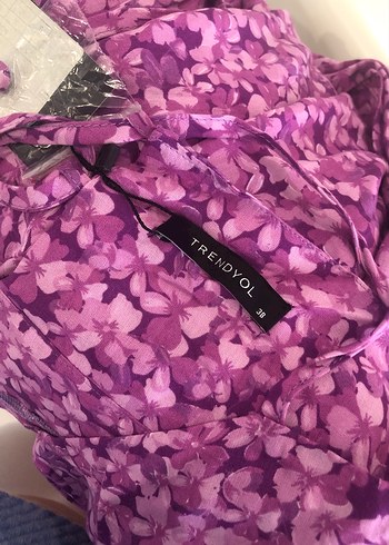 Mor Bağcıklı Midi Hamile Etek - Görsel 5