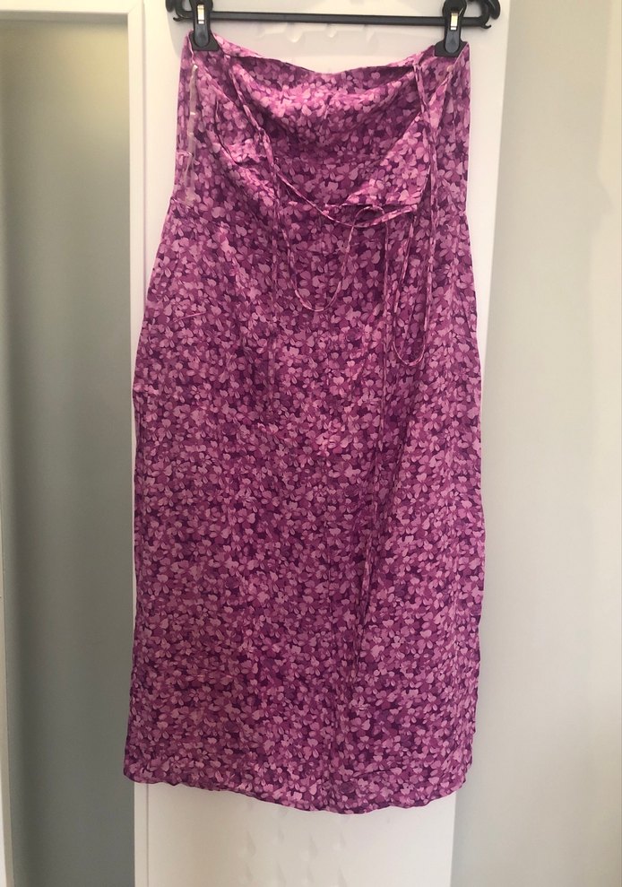 Mor Bağcıklı Midi Hamile Etek - Görsel 3