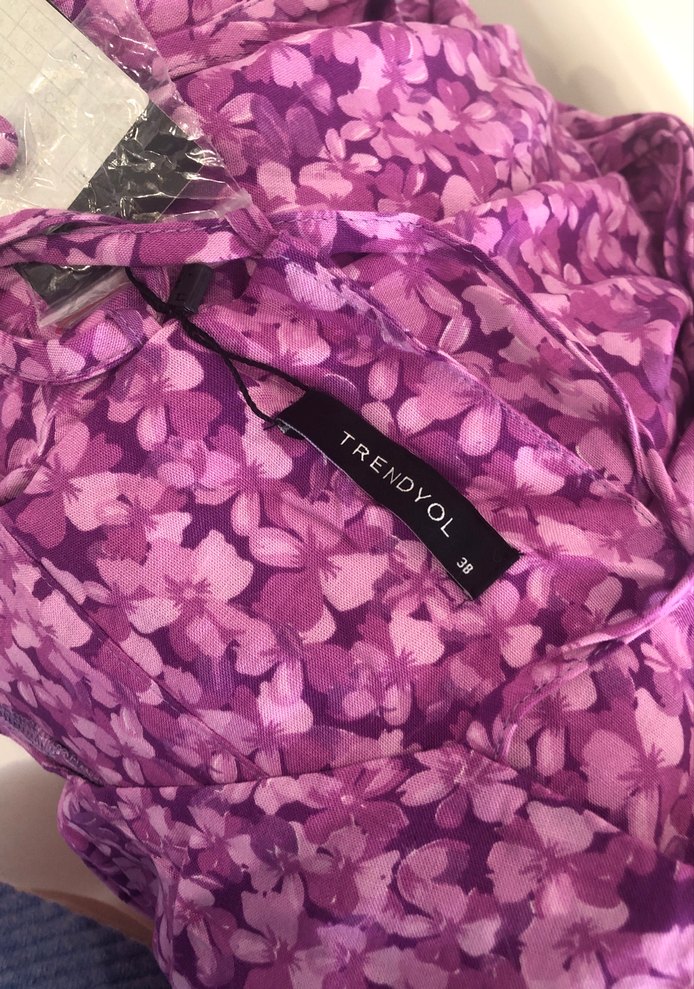 Mor Bağcıklı Midi Hamile Etek - Görsel 5