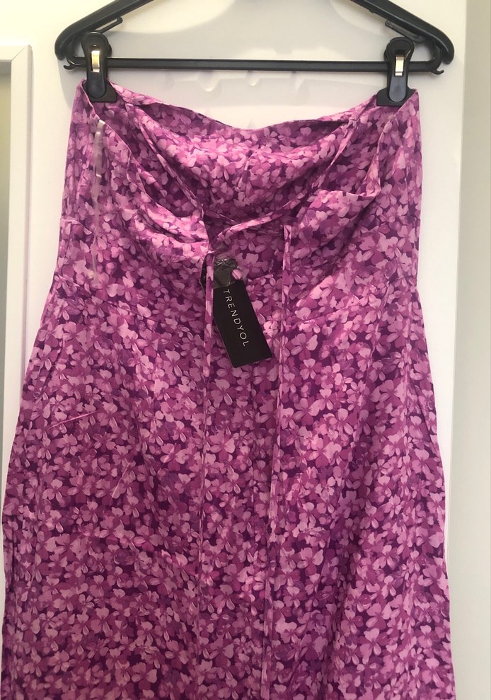 Mor Bağcıklı Midi Hamile Etek - Görsel 4