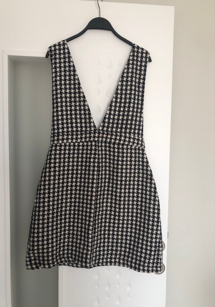 Gri piti kareli mini elbise - Görsel 3