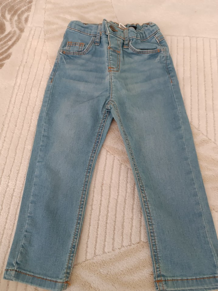 Erkek Çocuk Düğmeli Mavi Denim Pantolon - Görsel 2