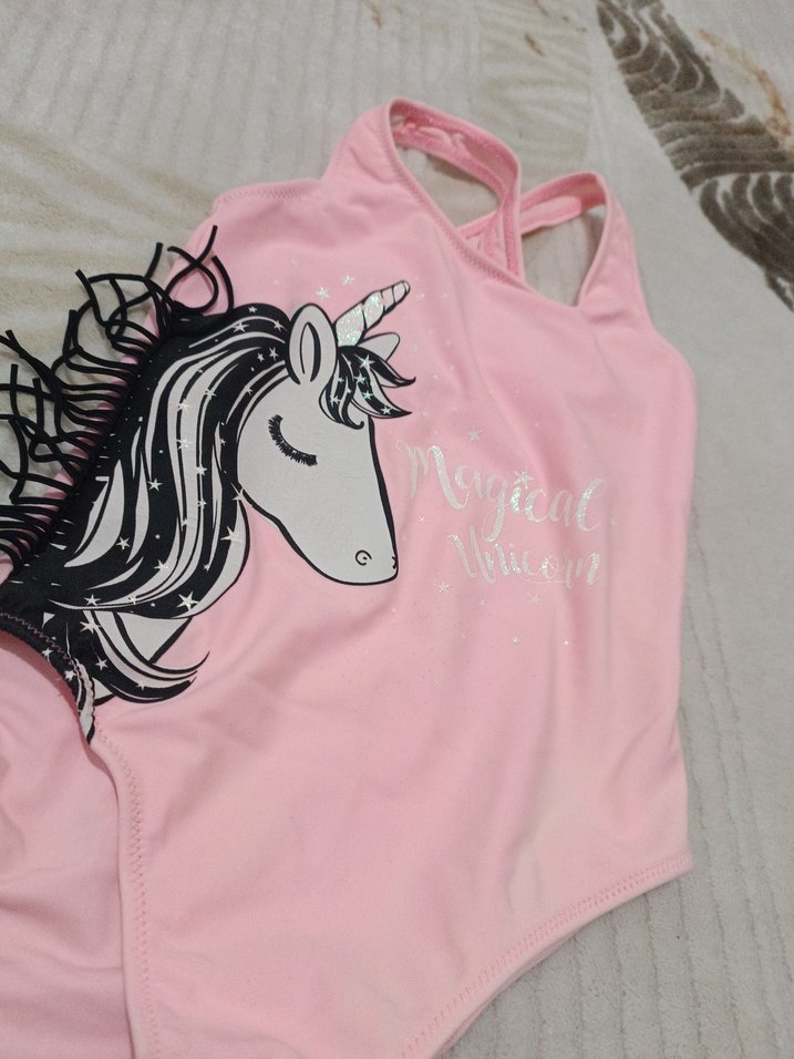 Pembe Baskılı Kız Çocuk Mayo - Görsel 2