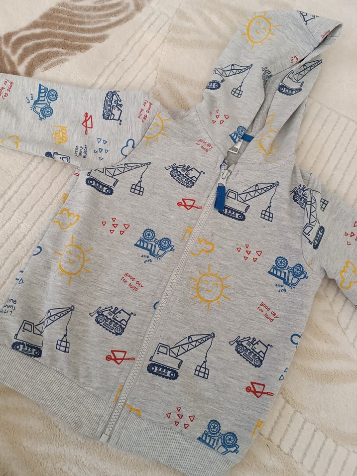 Kapüşonlu Erkek Çocuk Baskılı Gri Sweatshirt - Görsel 2