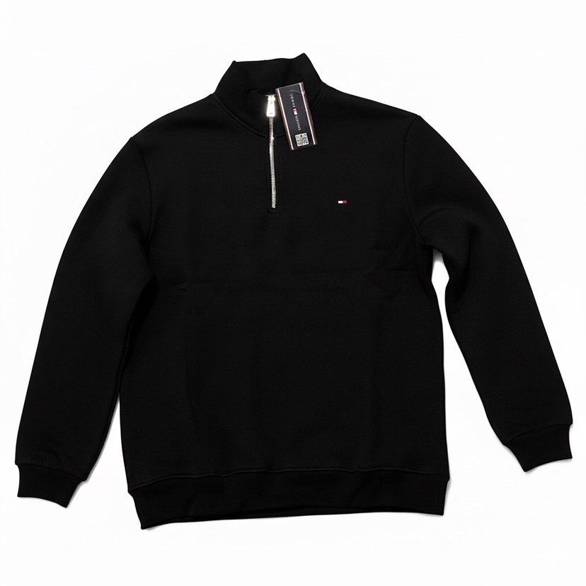 SİYAH YARIM FERMUARLI UNİSEX SWEATSHİRT - Görsel 4