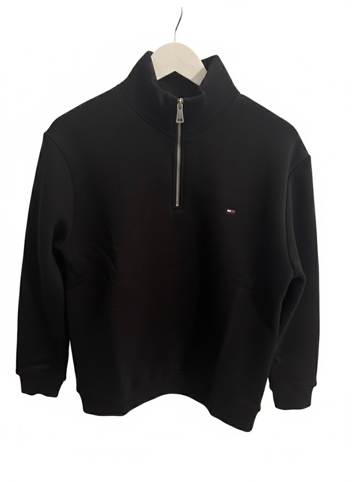 SİYAH YARIM FERMUARLI UNİSEX SWEATSHİRT - Görsel 3