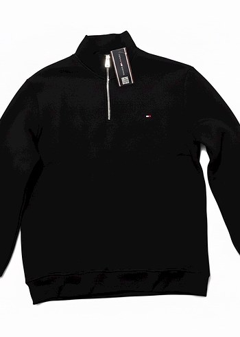 SİYAH YARIM FERMUARLI UNİSEX SWEATSHİRT - Görsel 4