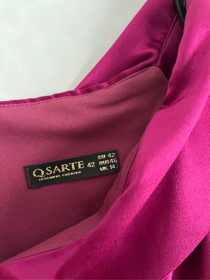 Mor Drapeli Uzun Abiye Elbise - Görsel 4