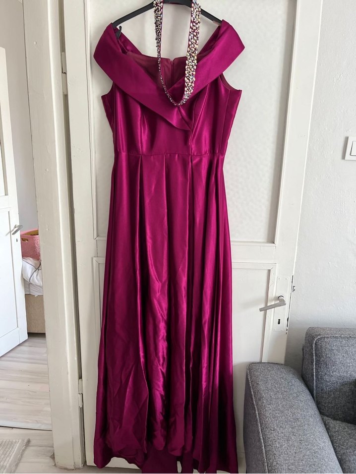 Mor Drapeli Uzun Abiye Elbise - Görsel 2