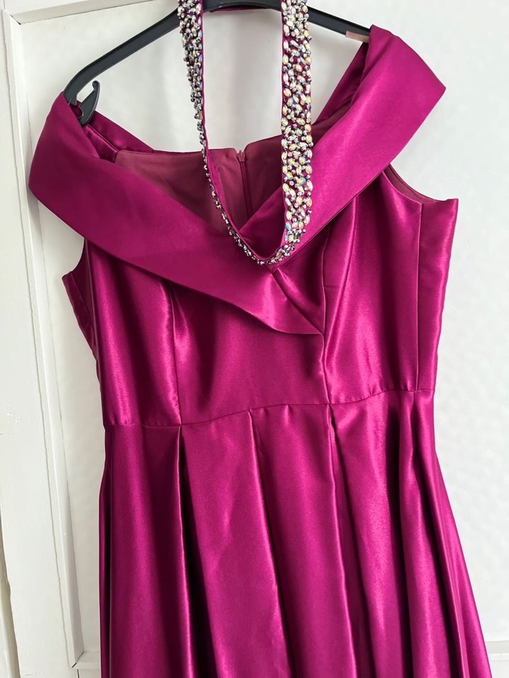 Mor Drapeli Uzun Abiye Elbise - Görsel 5