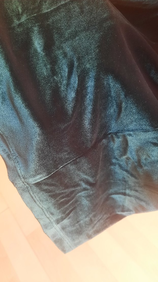 Kısa Kollu zümrüt yeşili Midi kadife Elbise - Görsel 4