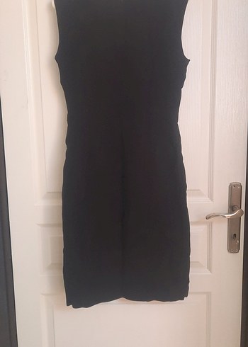 Siyah V Yaka Midi Elbise - Görsel 2