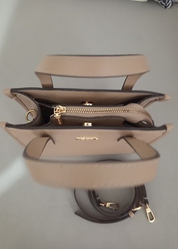 Bej Deri Kadın El Çantası - Görsel 4