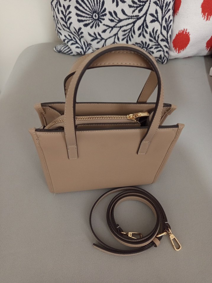 Bej Deri Kadın El Çantası - Görsel 2