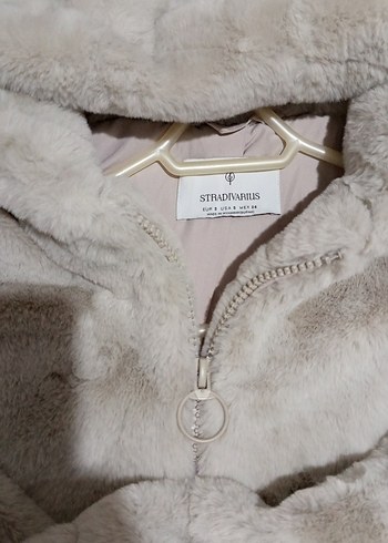 Taş rengi Kapüşonlu Bebek Peluş Mont - Görsel 2