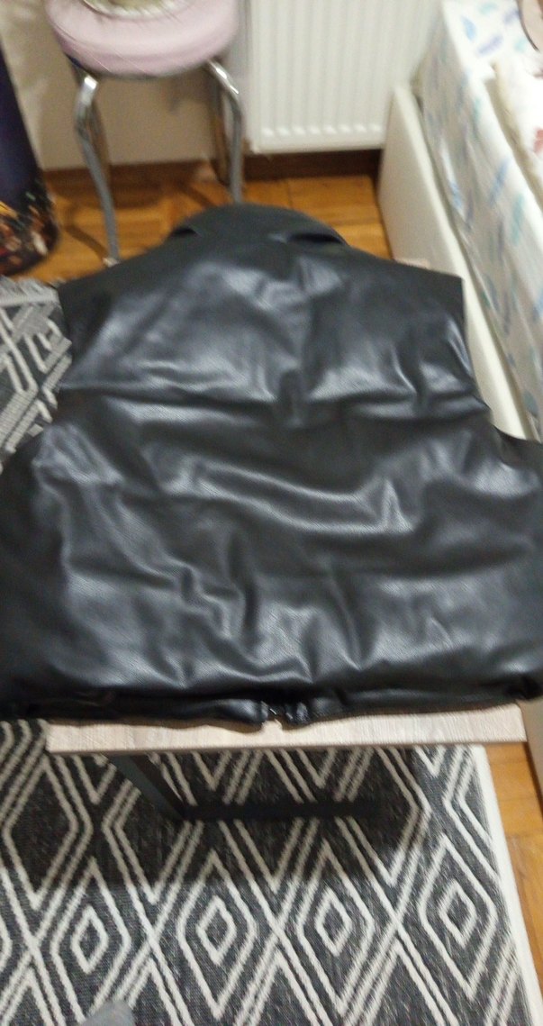 Siyah Deri Fermuarlı Yüksek Yaka Kadın Yelek - Görsel 4