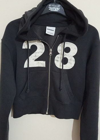 Kadın Gri Fermuarlı Baskılı Dar kesim Kapşonlu Sweatshirt - Görsel 4