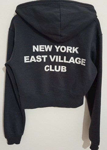 Kadın Gri Fermuarlı Baskılı Dar kesim Kapşonlu Sweatshirt - Görsel 5