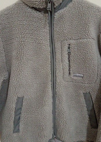 Gri Kadın Fermuarlı Mini Polar mont - Görsel 3