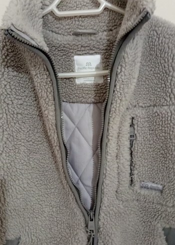 Gri Kadın Fermuarlı Mini Polar mont - Görsel 4