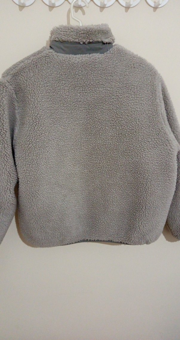 Gri Kadın Fermuarlı Mini Polar mont - Görsel 2