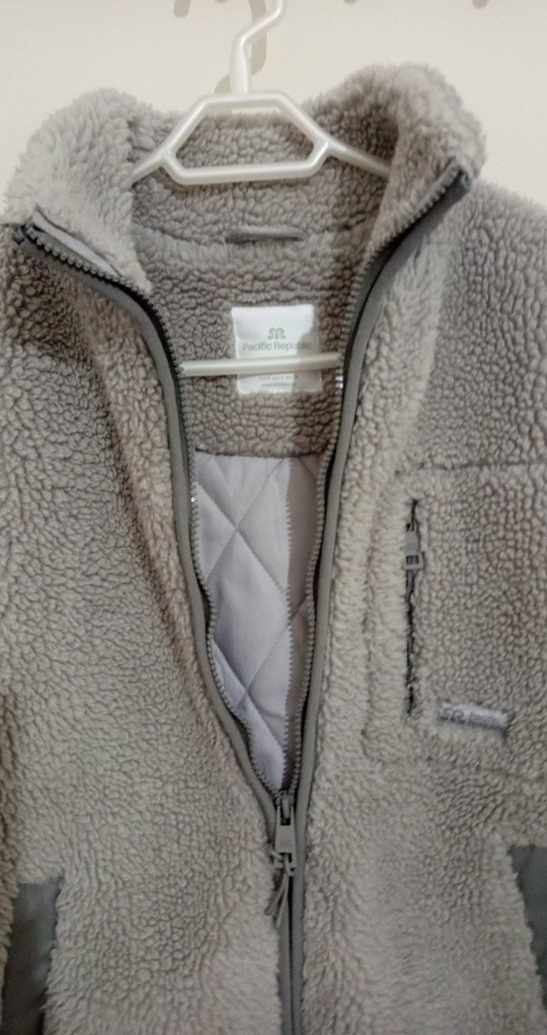 Gri Kadın Fermuarlı Mini Polar mont - Görsel 4