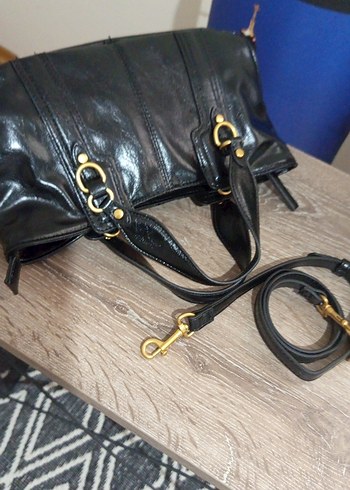 Siyah Deri Tokalı Kadın Çanta - Görsel 4