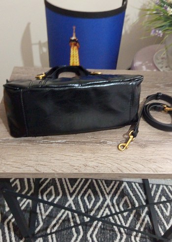 Siyah Deri Tokalı Kadın Çanta - Görsel 5