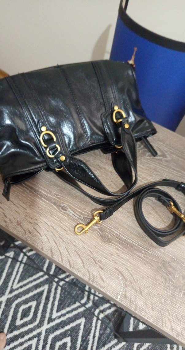 Siyah Deri Tokalı Kadın Çanta - Görsel 4