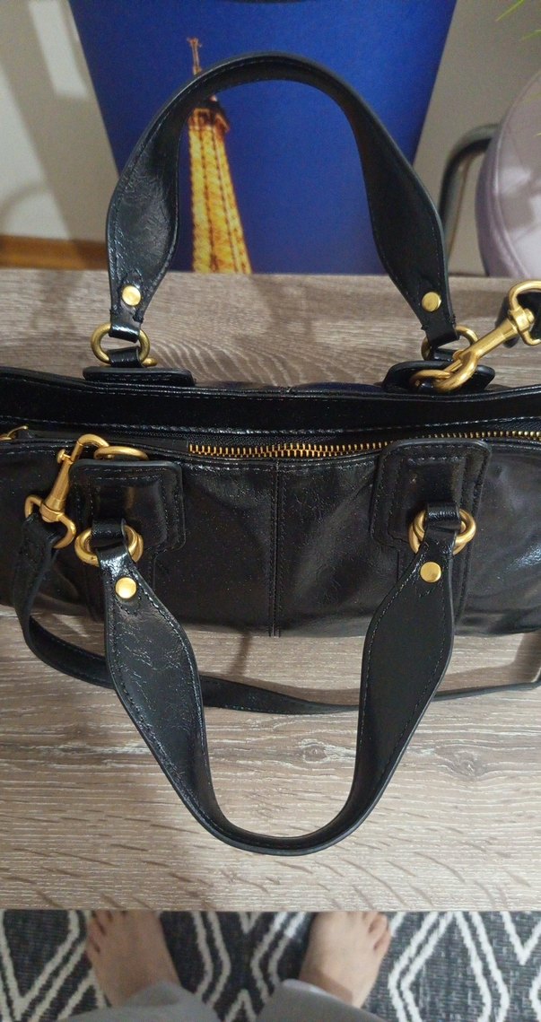 Siyah Deri Tokalı Kadın Çanta - Görsel 2