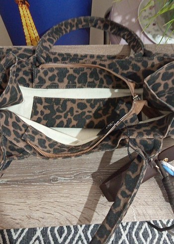Kahverengi Leopar Desenli  Bohem Çanta - Görsel 6