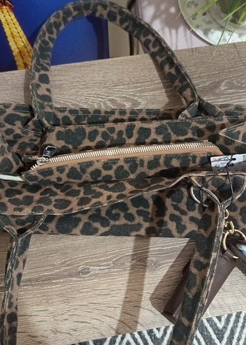 Kahverengi Leopar Desenli  Bohem Çanta - Görsel 5