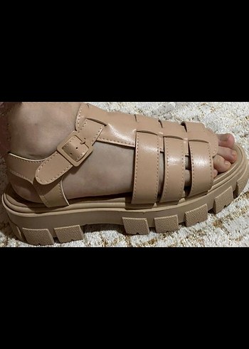 Bej Platform Topuklu Kadın Sandalet - Görsel 2