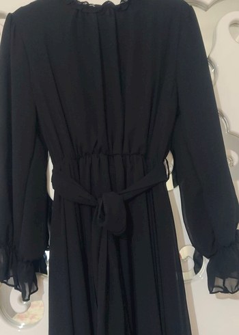 Kemerli Uzun Siyah Gotik Elbise - Görsel 2