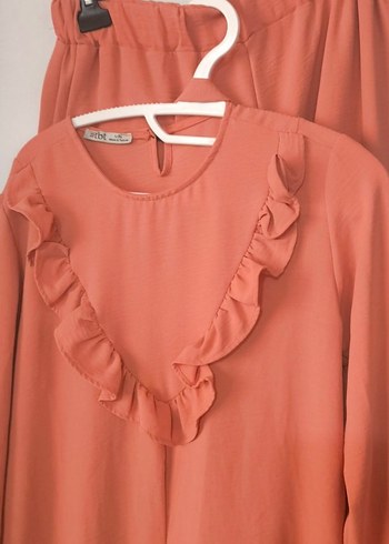 Uzun Kollu Pembe Salaş ikili Tunik - Görsel 3