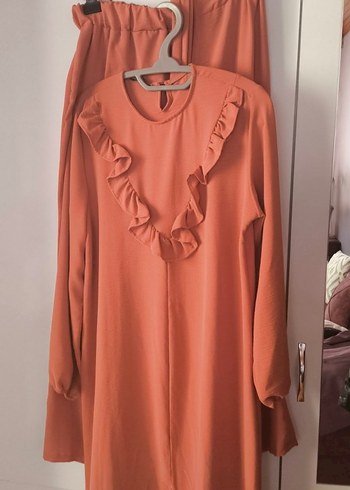 Uzun Kollu Pembe Salaş ikili Tunik - Görsel 2