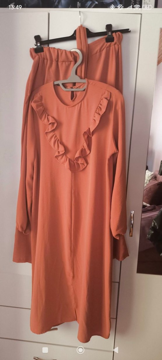 Uzun Kollu Pembe Salaş ikili Tunik - Görsel 4