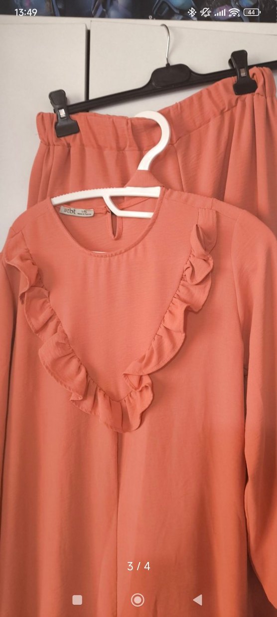 Uzun Kollu Pembe Salaş ikili Tunik - Görsel 3