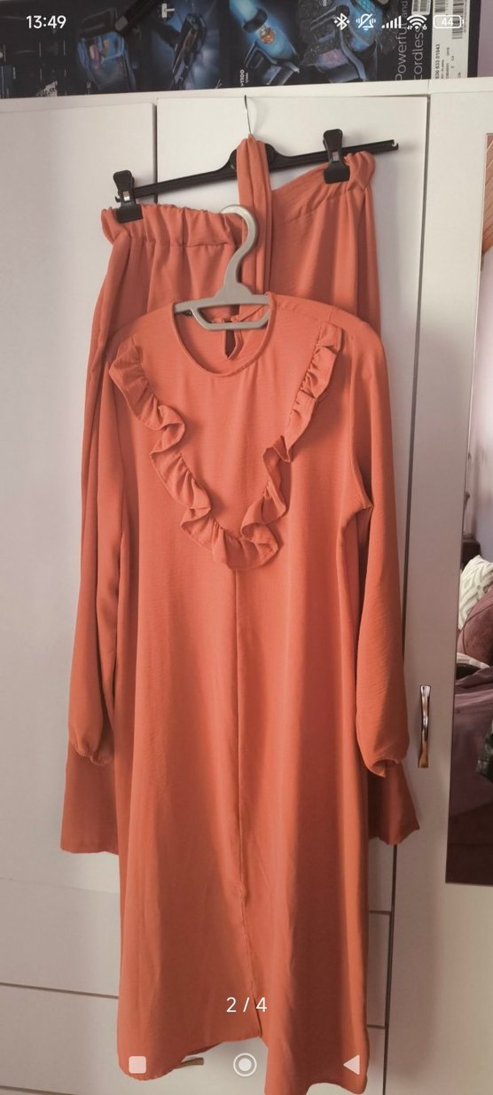 Uzun Kollu Pembe Salaş ikili Tunik - Görsel 2