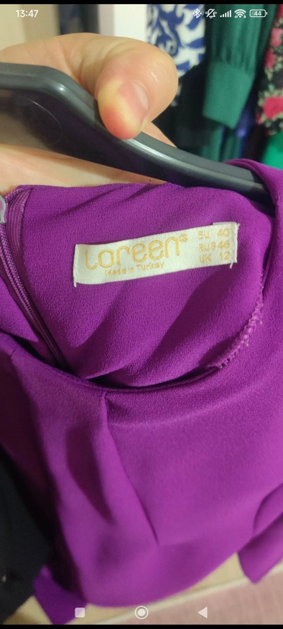 Mor V Yakalı Uzun Kadın Elbise - Görsel 3