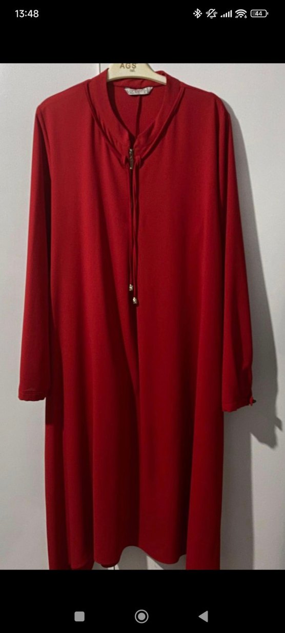 Kırmızı Uzun Kollu Salaş Kadın Tunik - Görsel 3
