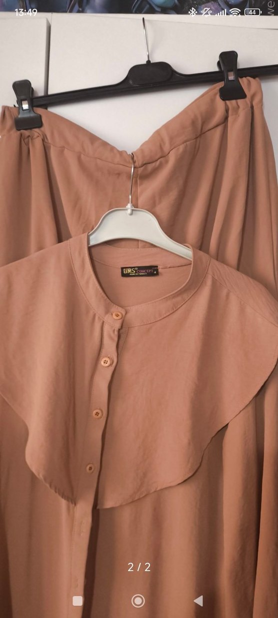 karamel Kadın Uzun Kollu Keten ikili Tunik - Görsel 2