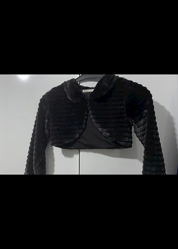 Kız Çocuk Siyah Kürklü Bolero - Görsel 2