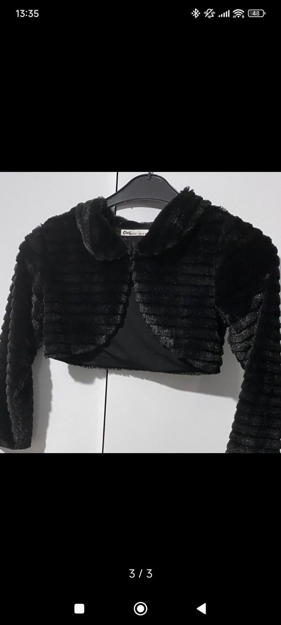 Kız Çocuk Siyah Kürklü Bolero - Görsel 3