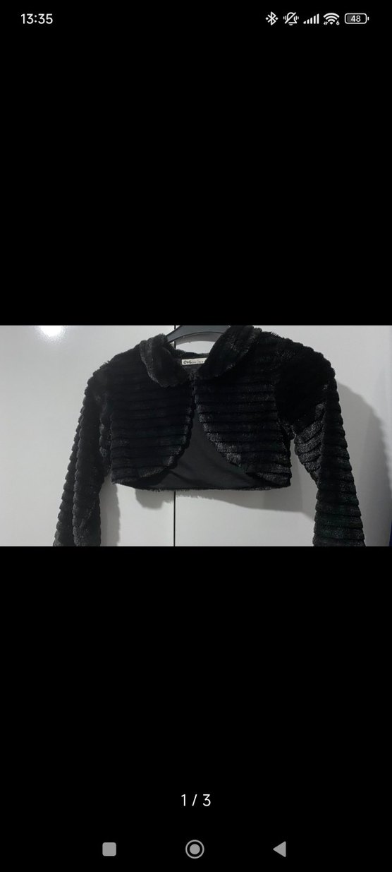Kız Çocuk Siyah Kürklü Bolero - Görsel 2