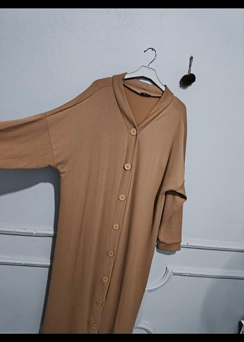 karamel Uzun Düğmeli Kadın hırka - Görsel 3