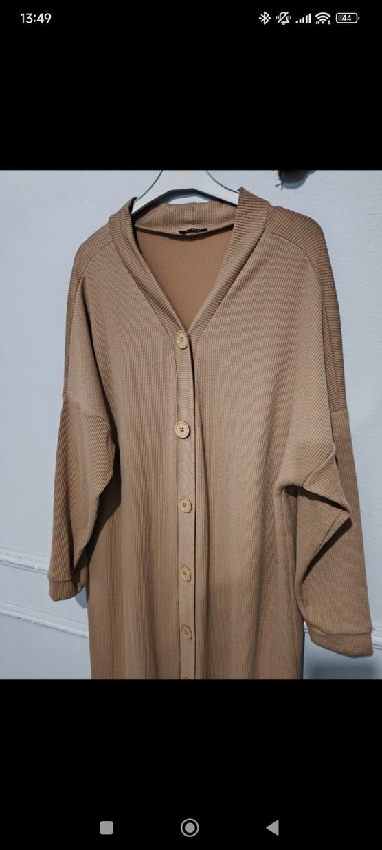 karamel Uzun Düğmeli Kadın hırka - Görsel 2